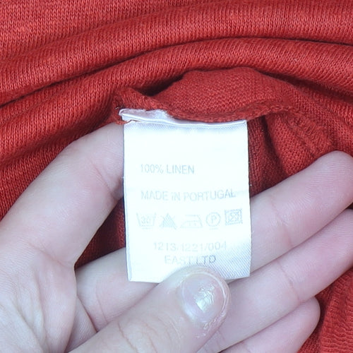 EAST Women's Red Linen Short Sleeve Basic T-Shirt Size 12