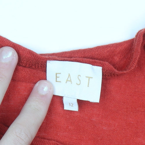 EAST Women's Red Linen Short Sleeve Basic T-Shirt Size 12