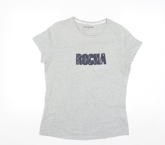 Rocha John Rocha Women’s Grey Cotton Short Sleeve T-Shirt Size 14