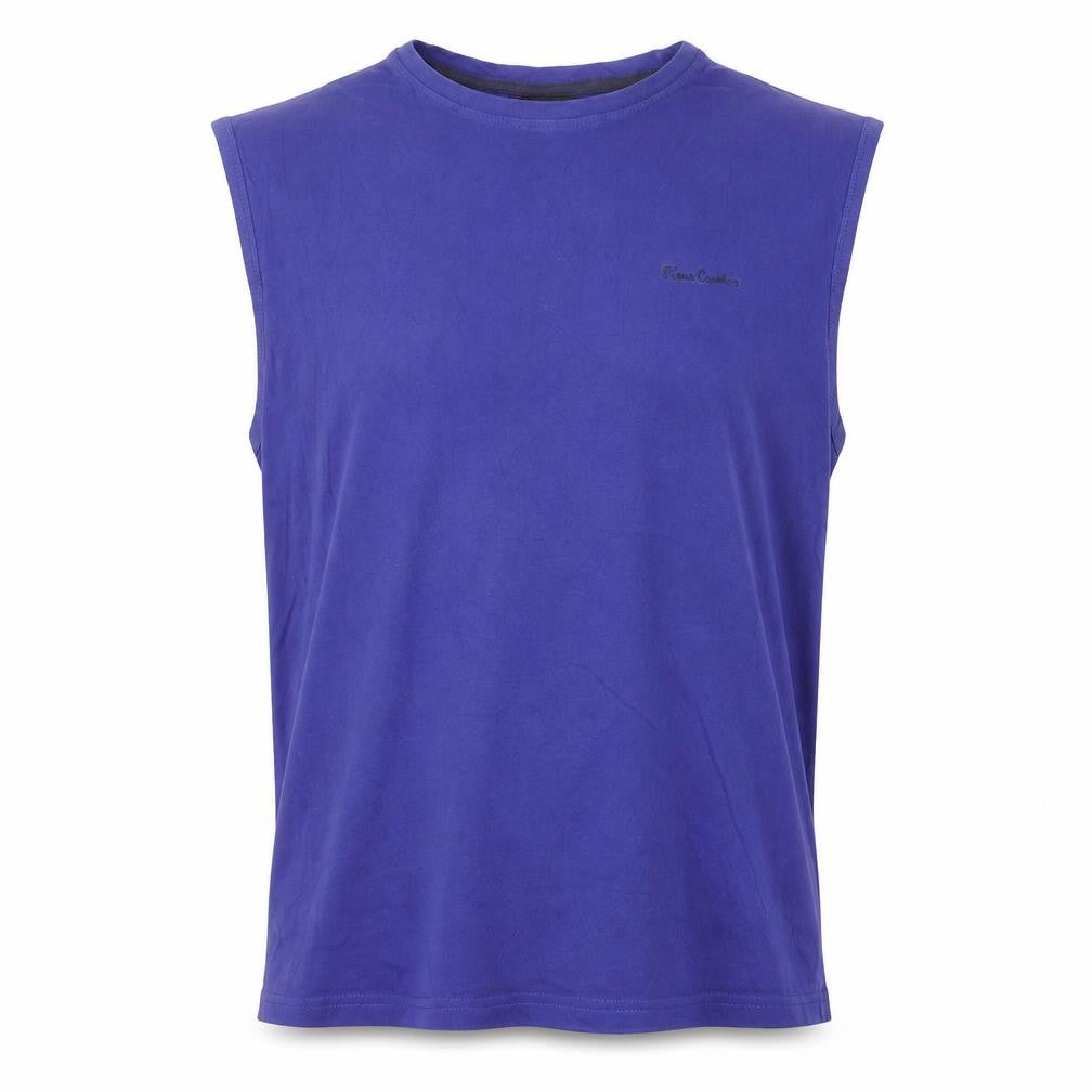 Front view of Pierre Cardin Men's Blue 2XL Sleeveless Cotton Top