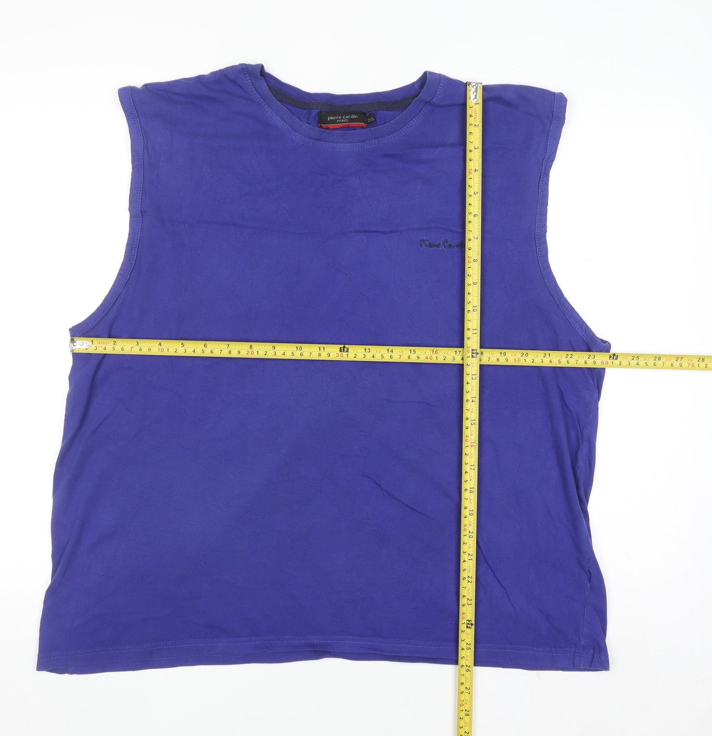 Pierre Cardin Men's Blue 2XL Sleeveless Cotton Top