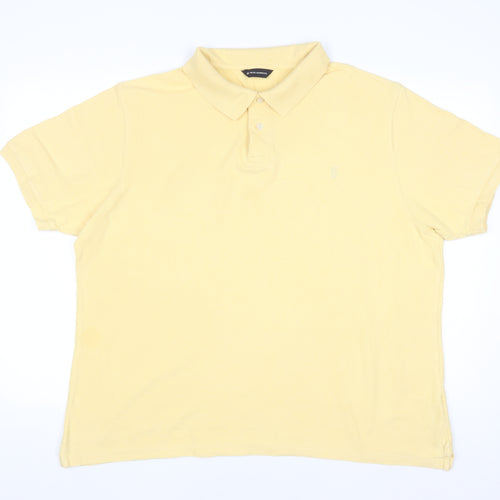 Marks and Spencer Blue Harbour Men's Yellow Cotton Polo Shirt XL