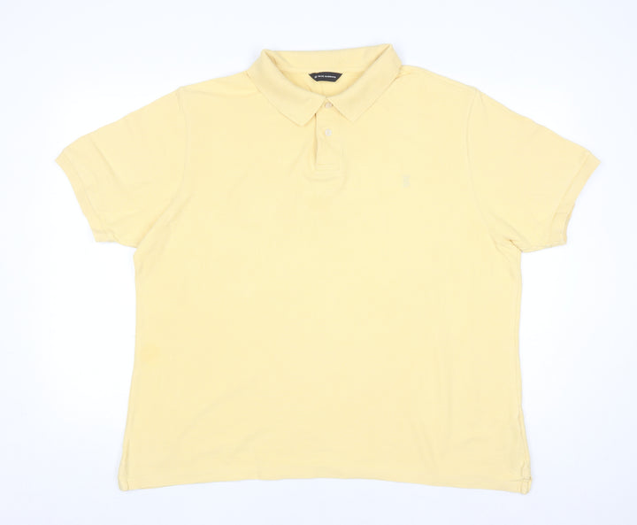 Marks and Spencer Blue Harbour Men's Yellow Cotton Polo Shirt XL