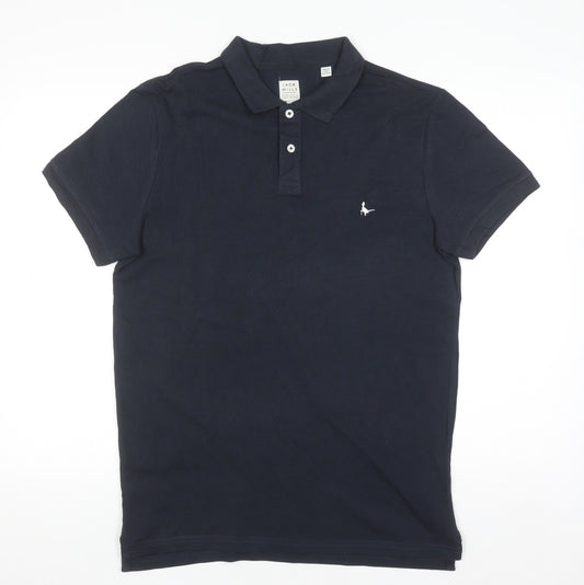 Jack Wills Men's Blue Cotton Slim Fit Short Sleeve Polo Shirt M