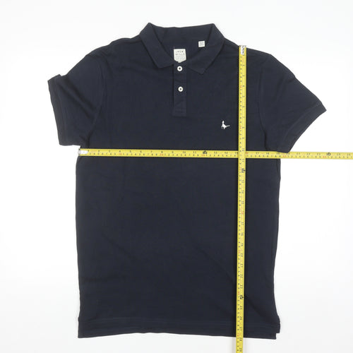 Jack Wills Men's Blue Cotton Slim Fit Short Sleeve Polo Shirt M