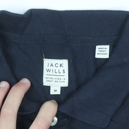 Jack Wills Men's Blue Cotton Slim Fit Short Sleeve Polo Shirt M