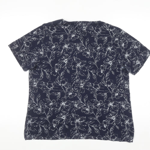 Tigi-Wear Women's Blue Floral Cotton T-Shirt Size 14