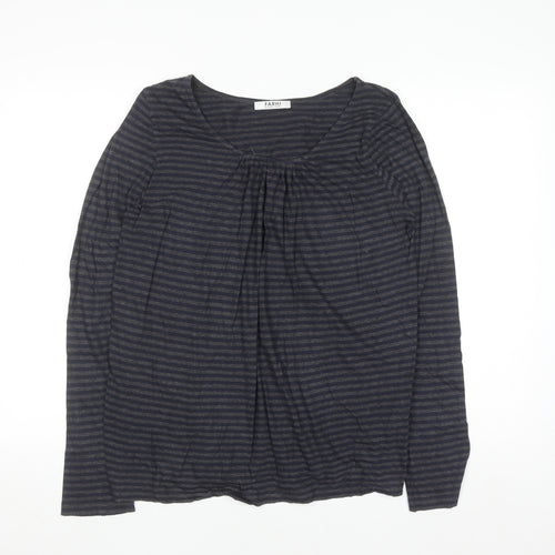 Farhi by Nicole Farhi Women’s Blue Striped Cotton Long Sleeve T-Shirt M