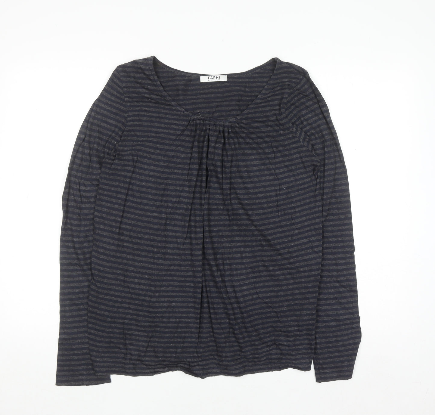 Farhi by Nicole Farhi Women’s Blue Striped Cotton Long Sleeve T-Shirt M