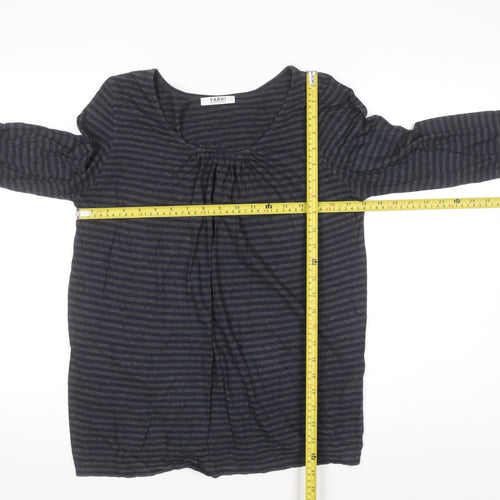 Farhi by Nicole Farhi Women’s Blue Striped Cotton Long Sleeve T-Shirt M
