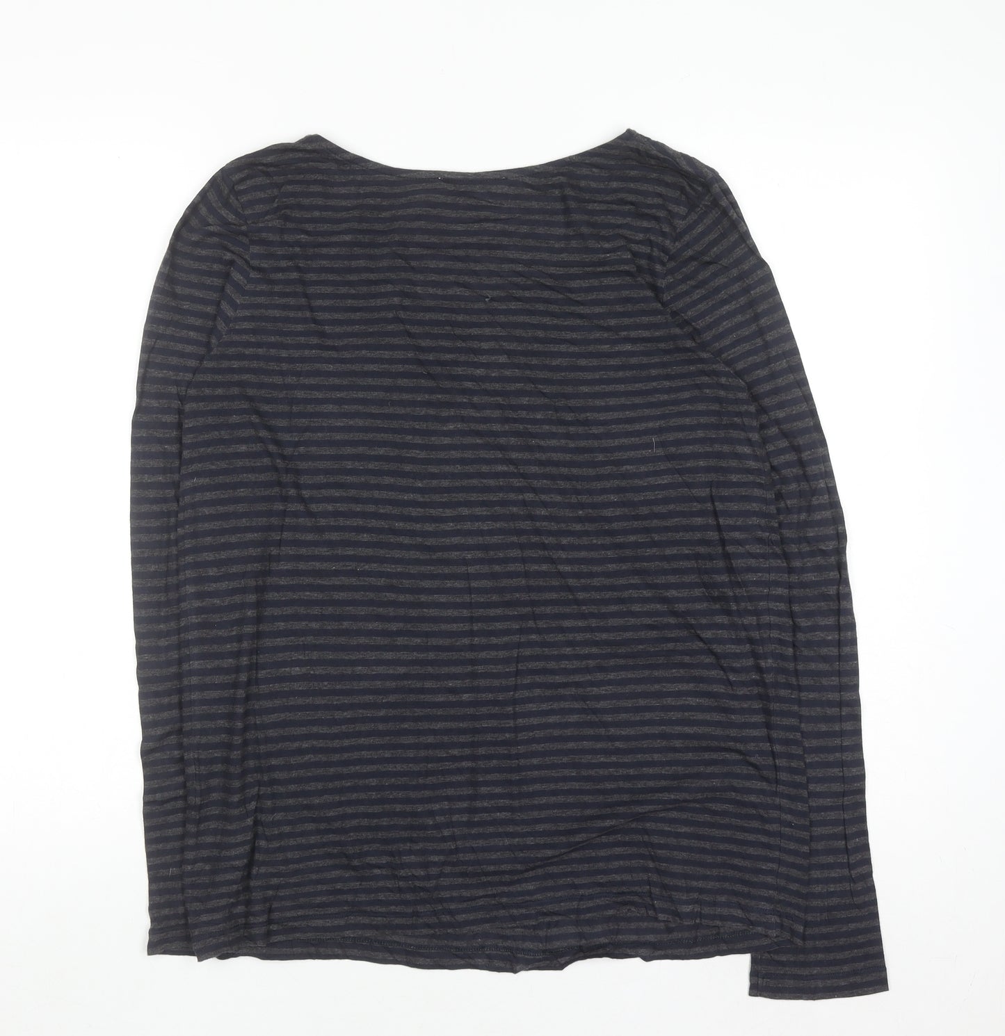 Farhi by Nicole Farhi Women’s Blue Striped Cotton Long Sleeve T-Shirt M