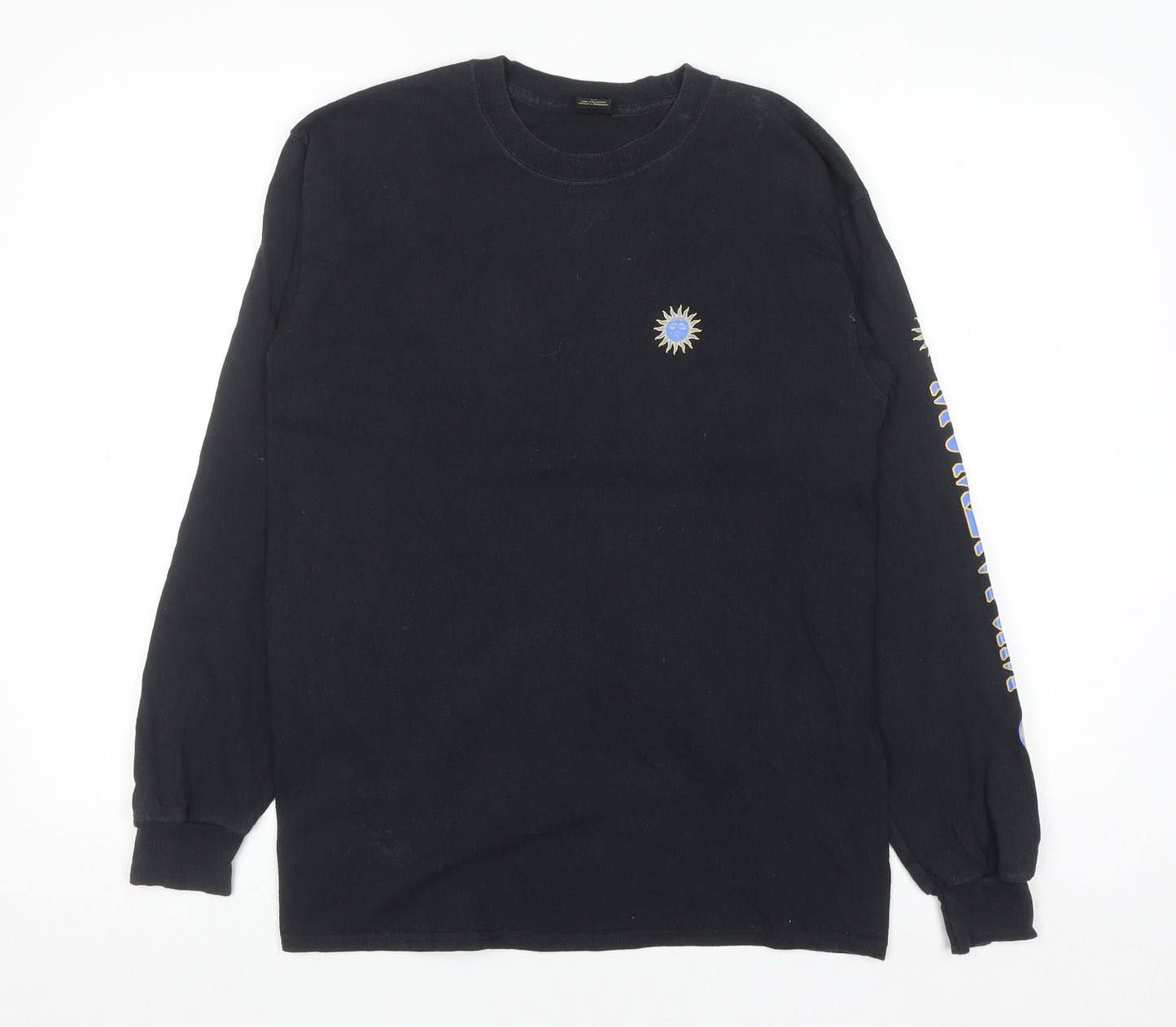 Urban Outfitters Men’s Black Graphic Long Sleeve Cotton Top Size S