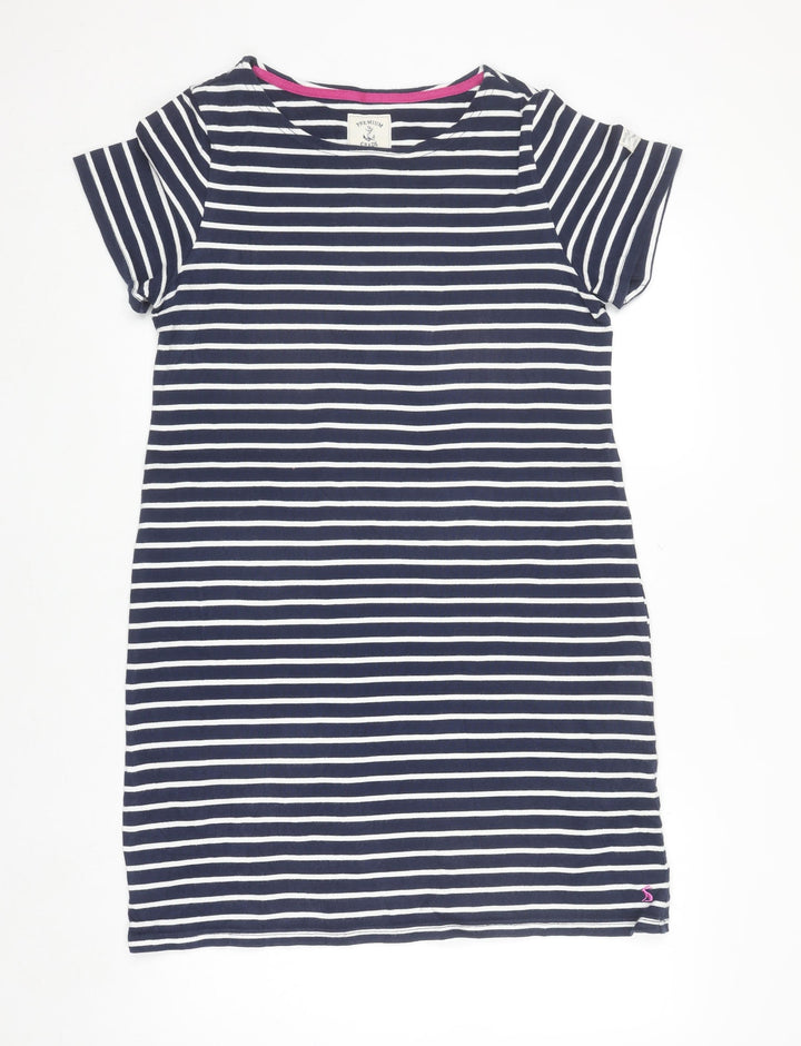 Joules Women Blue Stripe Cotton T-Shirt Dress Size 14