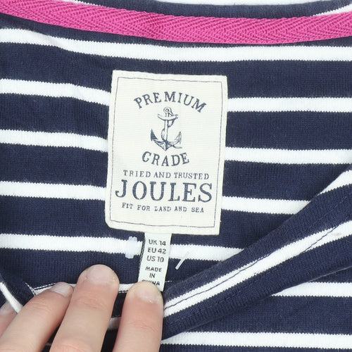 Joules Women Blue Stripe Cotton T-Shirt Dress Size 14