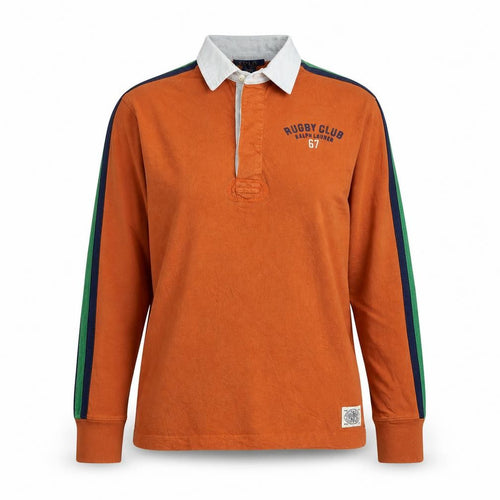 Ralph Lauren Teens Brown Collared Long Sleeve Rugby Polo Shirt M