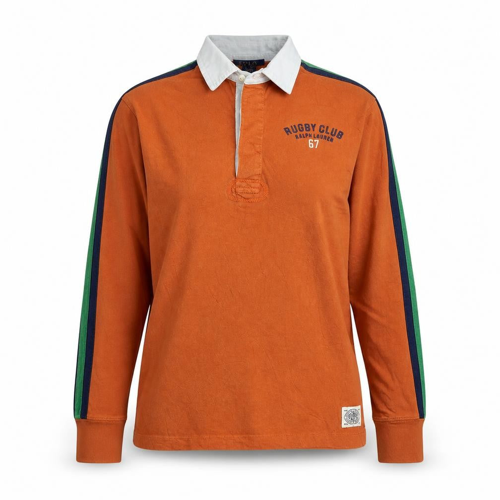 Ralph Lauren Teens Brown Collared Long Sleeve Rugby Polo Shirt M