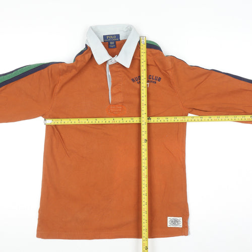 Ralph Lauren Teens Brown Collared Long Sleeve Rugby Polo Shirt M
