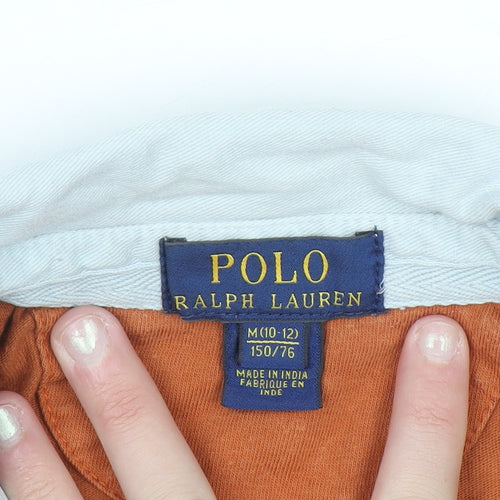 Ralph Lauren Teens Brown Collared Long Sleeve Rugby Polo Shirt M