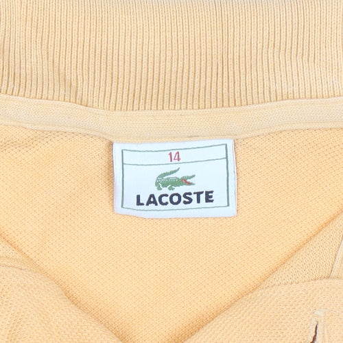 Lacoste Women’s Yellow Polo Shirt Size 14 Cotton Short Sleeve Casual