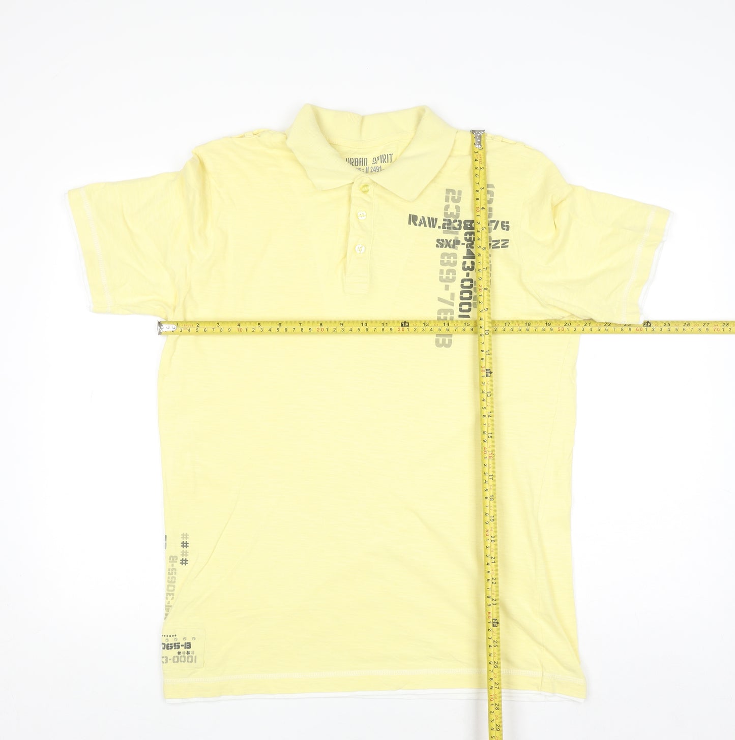 Urban Spirit Men's Yellow Graphic Cotton Polo Shirt Medium