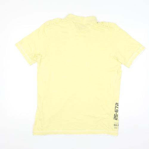 Urban Spirit Men's Yellow Graphic Cotton Polo Shirt Medium