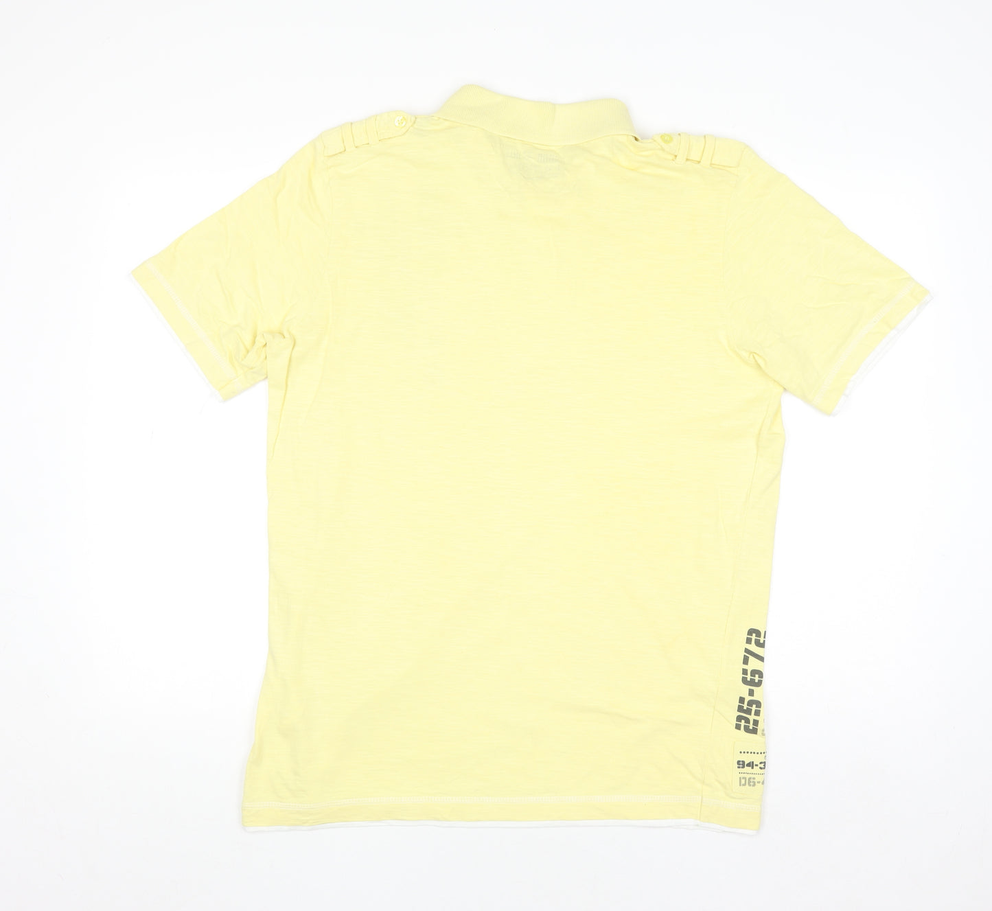 Urban Spirit Men's Yellow Graphic Cotton Polo Shirt Medium