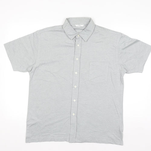 Marks and Spencer Mens Grey Cotton Blend Short Sleeve Polo Shirt M