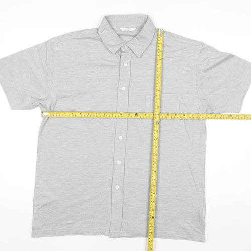 Marks and Spencer Mens Grey Cotton Blend Short Sleeve Polo Shirt M