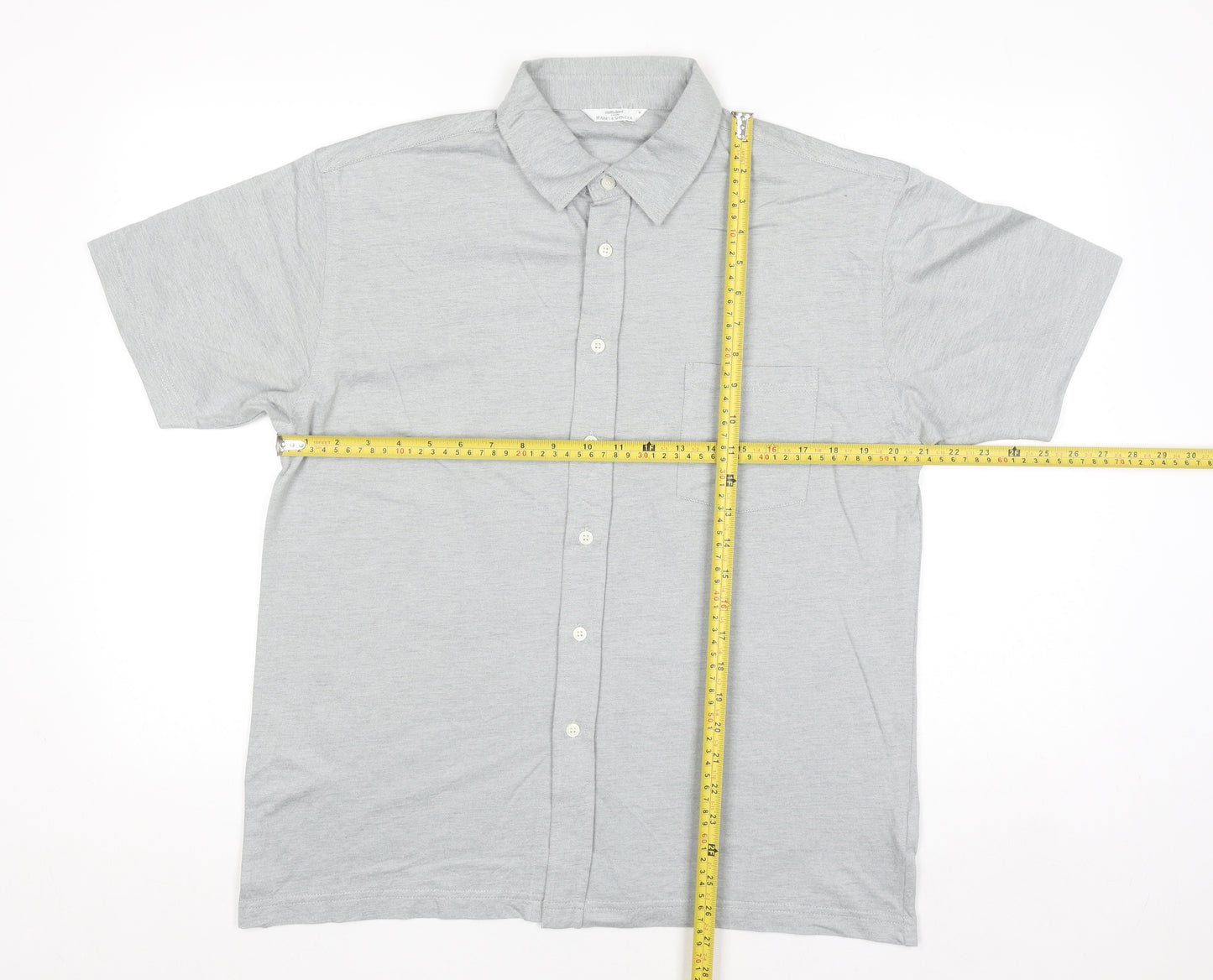 Marks and Spencer Mens Grey Cotton Blend Short Sleeve Polo Shirt M