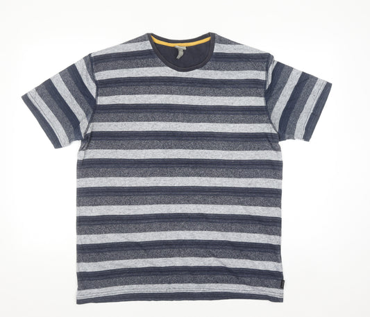 Bench Men’s Grey Blue Striped Short Sleeve T-Shirt M