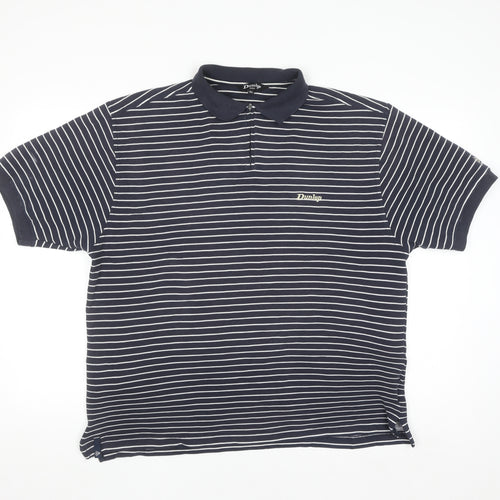Dunlop Golf Men's Blue Striped Polo Shirt XL Regular Fit