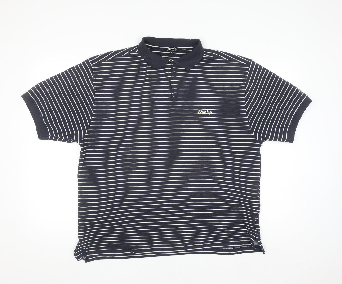 Dunlop Golf Men's Blue Striped Polo Shirt XL Regular Fit