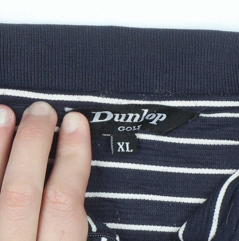 Dunlop Golf Men's Blue Striped Polo Shirt XL Regular Fit