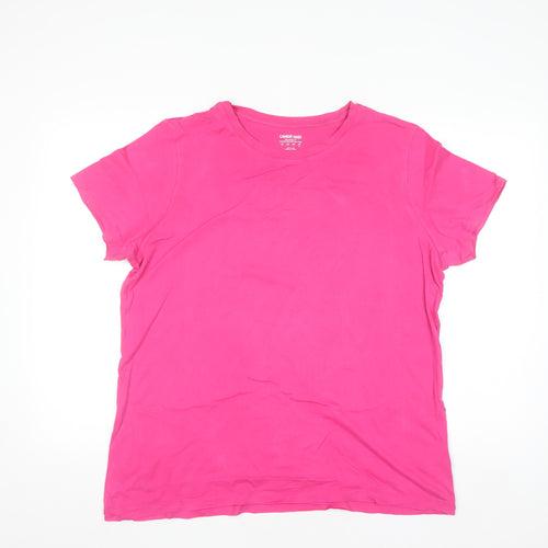 Lands' End Womens Pink Relaxed Fit Cotton Short Sleeve T-Shirt L