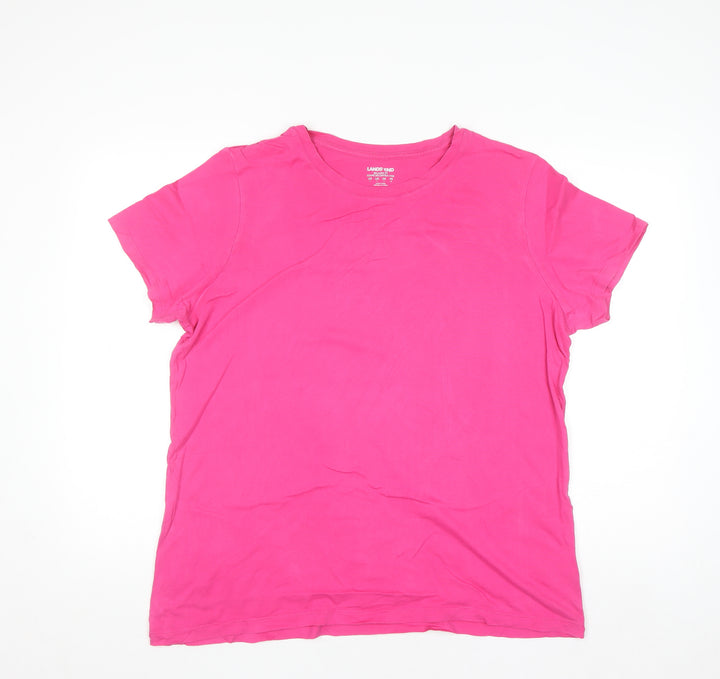 Lands' End Womens Pink Relaxed Fit Cotton Short Sleeve T-Shirt L