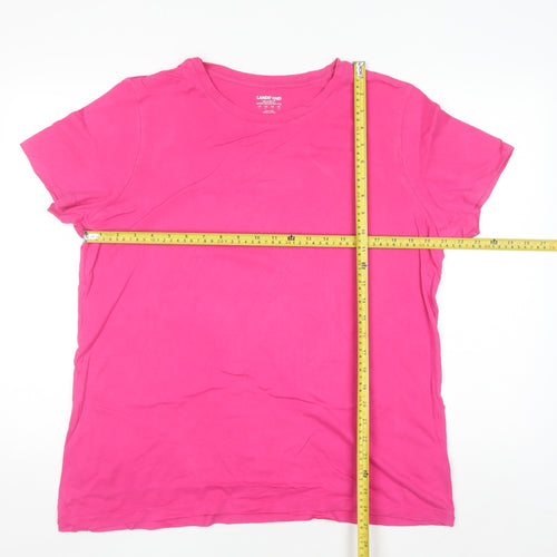 Lands' End Womens Pink Relaxed Fit Cotton Short Sleeve T-Shirt L