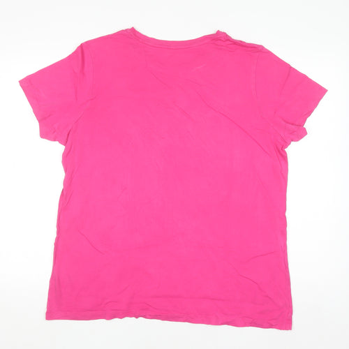 Lands' End Womens Pink Relaxed Fit Cotton Short Sleeve T-Shirt L