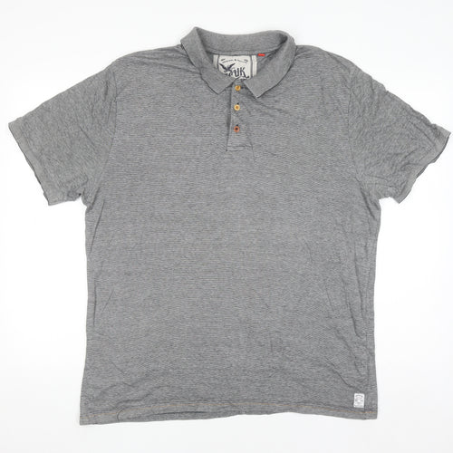 FCUK Men’s Grey Cotton Polo Shirt XL Short Sleeve Casual