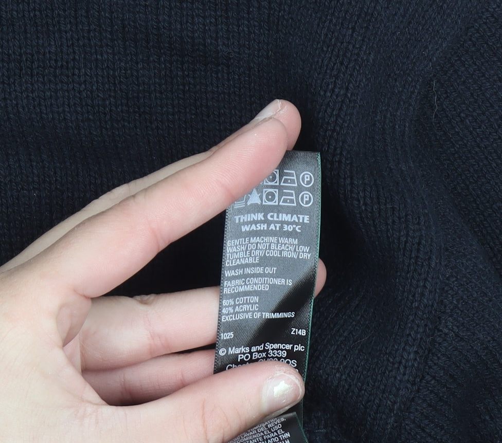 Marks and Spencer Men’s Black Full Zip Knit Jumper Size M