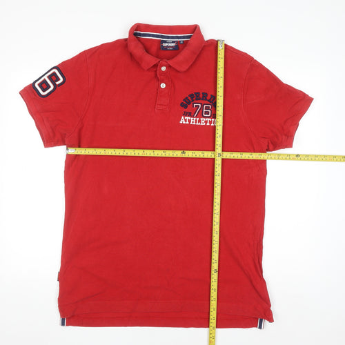 Superdry Men's Red 2XL Polo Shirt Athletic Embroidered Logo