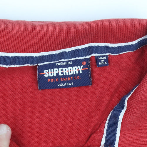 Superdry Men's Red 2XL Polo Shirt Athletic Embroidered Logo