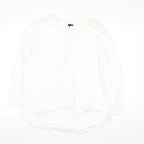 ONLY Women's White Polka Dot Long Sleeve Chiffon Blouse Size 10
