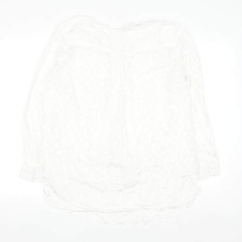 ONLY Women's White Polka Dot Long Sleeve Chiffon Blouse Size 10