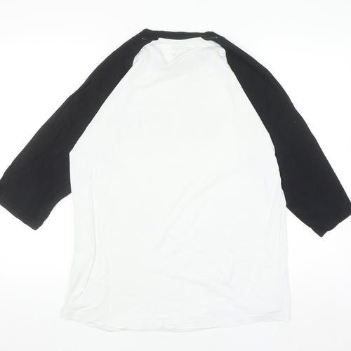 Vans Men’s Black & White Slim Fit 3/4 Sleeve Cotton Baseball Top Size M