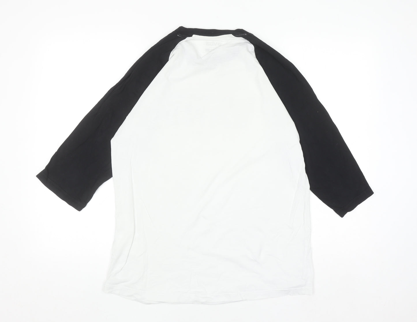 Vans Men’s Black & White Slim Fit 3/4 Sleeve Cotton Baseball Top Size M