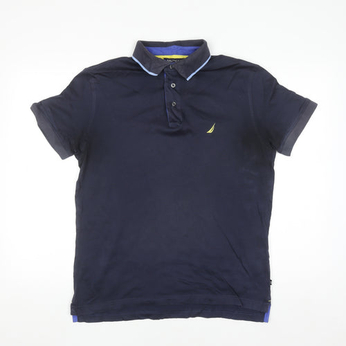 Nautica Men's Blue Slim Fit Cotton Polo Shirt Size M
