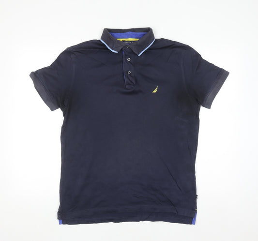 Nautica Men's Blue Slim Fit Cotton Polo Shirt Size M