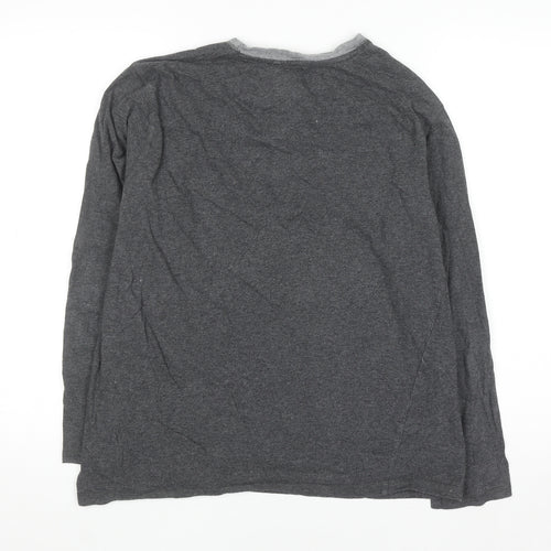 Rocha John Rocha Men's Grey Cotton Henley Long Sleeve Shirt L