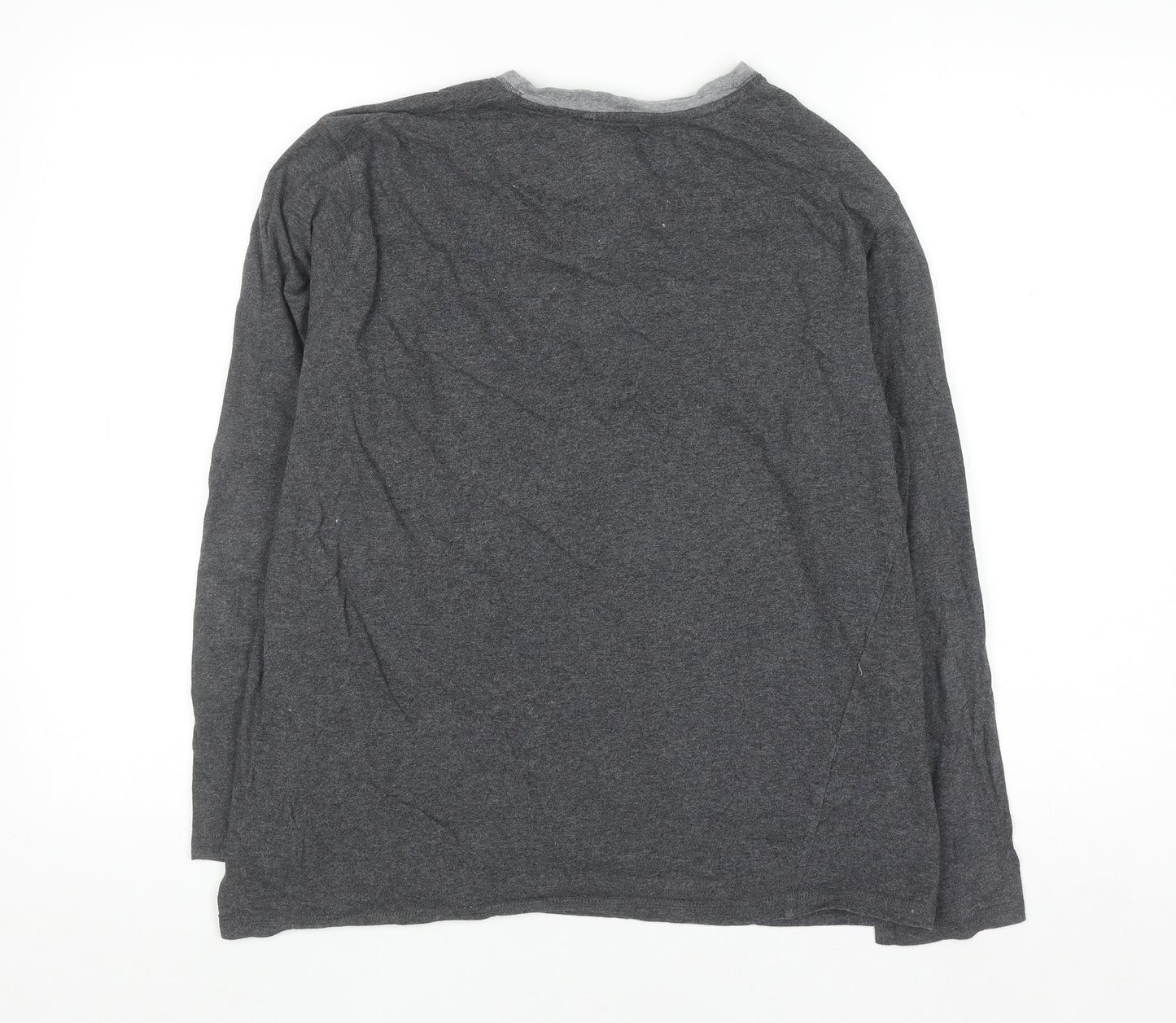 Rocha John Rocha Men's Grey Cotton Henley Long Sleeve Shirt L