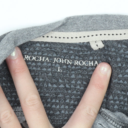 Rocha John Rocha Men's Grey Cotton Henley Long Sleeve Shirt L